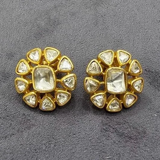 women oversized earrings -JewelTreeTz Gold Plated Original Mosanite Gold Plated Studs