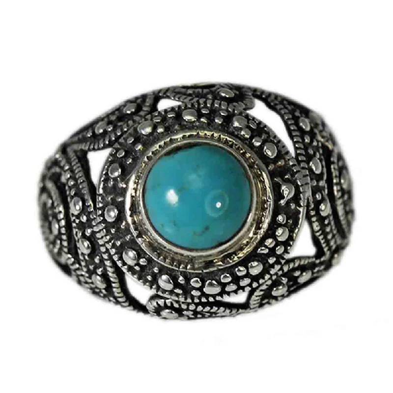 women luxury engagement rings -Beaded and Filigree Turquoise Ring