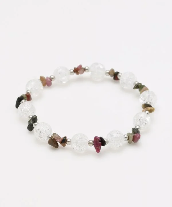 women braided bracelets -OCT Birthstone Tourmaline x Cracked Crystal Bracelet