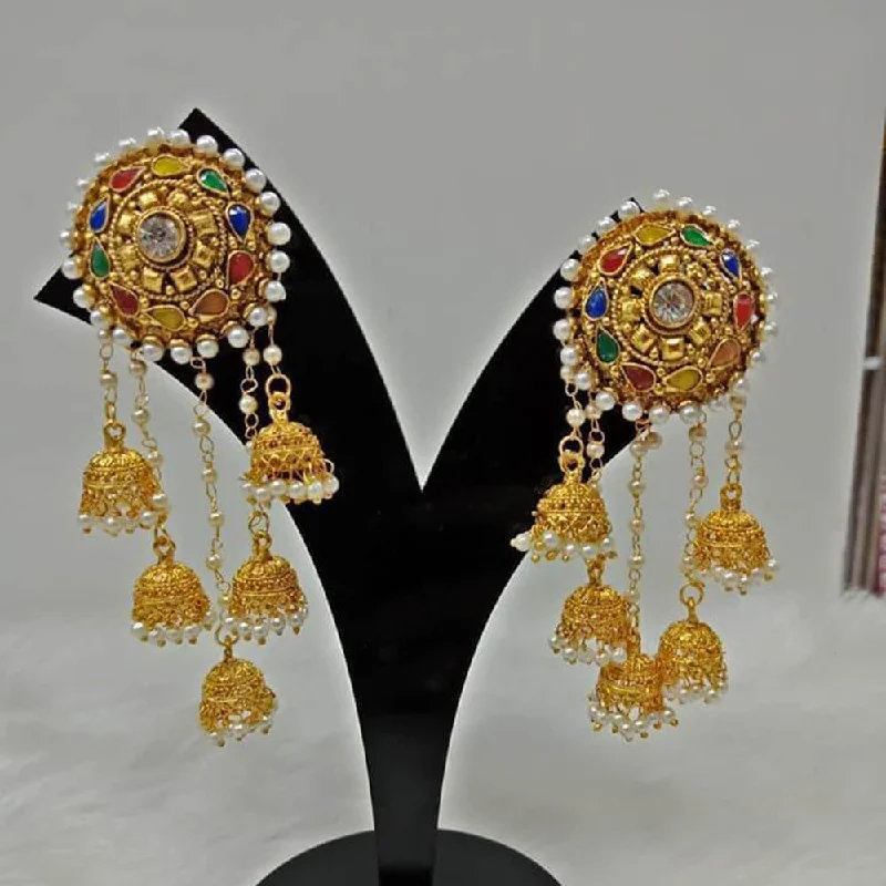 women chandelier earrings -Anjali Jewellery Gold Plated Crystal Stone And Pearl Dangler Earrings