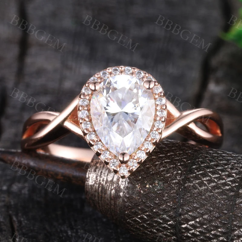 women solitaire engagement rings -14K Solid Gold Moissanite Engagement Ring Vintage Diamond Ring For Women