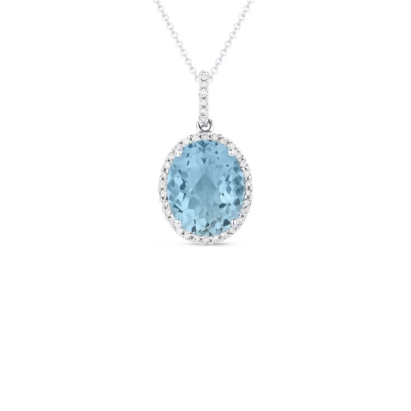 women diamond necklaces -Aquamarine & Diamond Oval Necklace