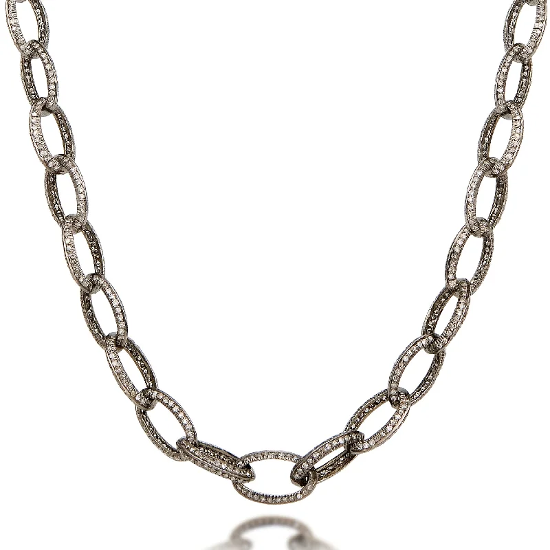 women unique necklaces -Tara Mikolay Raw Diamond Oval Link Long Wrap Necklace