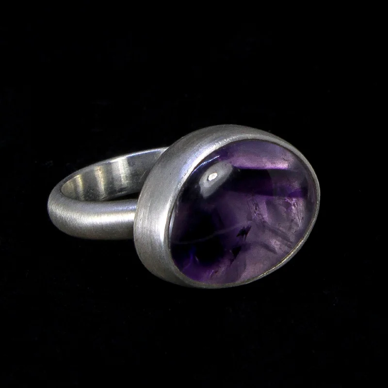 women wide band wedding rings -NEW! OOAK Oval Amethyst in Sterling Silver Ring by Heather Guidero