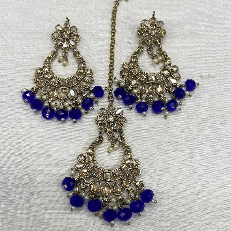 women vintage-style earrings -Amoliya Jewels Crystal Stone Earrings With Maangtikka