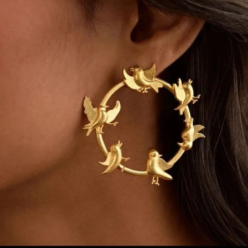 women mismatched earrings -Manath Jewels Gold Plated Matte Finish Korean Style Dangler Earrings