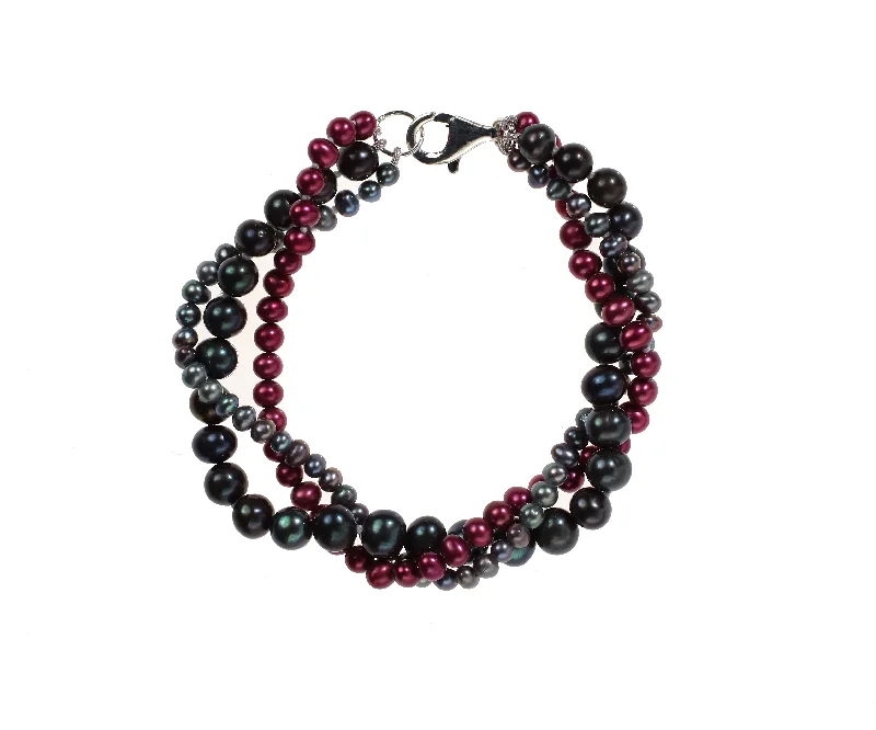 women statement bracelets -Black, Gray & Magenta Bracelet