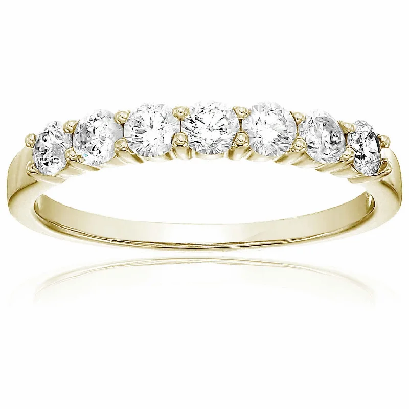 women custom engagement rings -3/4 cttw Diamond Wedding Band in 14K Gold 7 Stones Prong Set