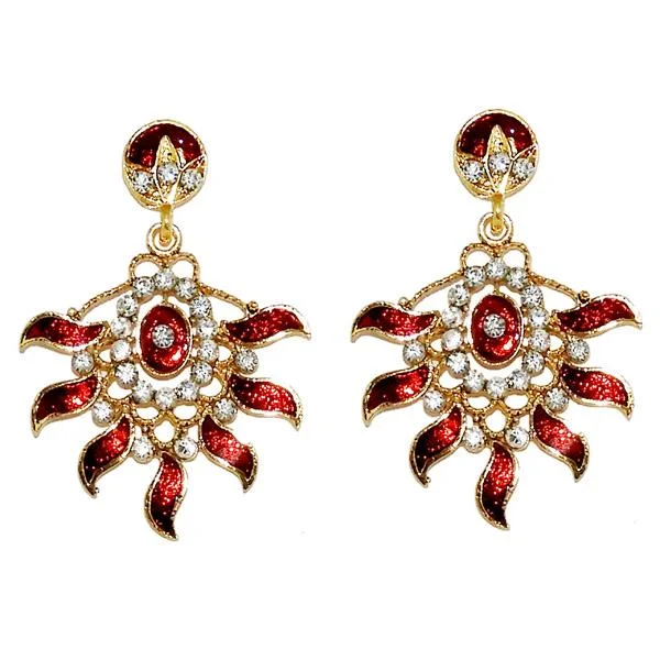 women statement drop earrings -Kriaa Austrian Stone Gold Plated Meenakari  Dangler Earrings