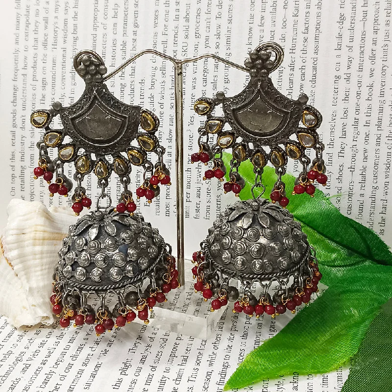 women eco-friendly earrings -Bhavi Jewels Oxidised Plated Jhumki Earrings