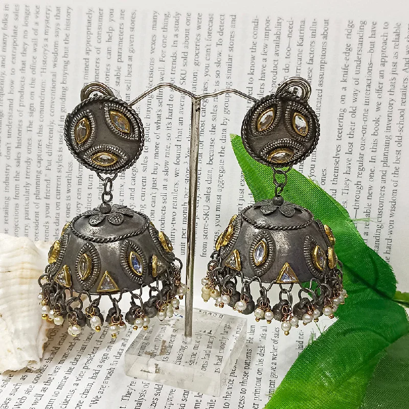 women classy earrings -Bhavi Jewels Oxidised Plated Jhumki Earrings