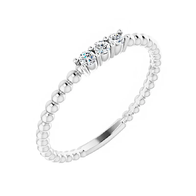 women birthstone rings -14K White 1/10 CTW Diamond Beaded Ring