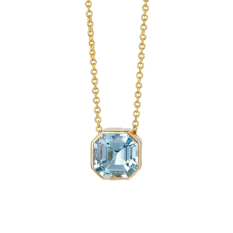 women flower pendant necklaces -Asscher Cut Necklace