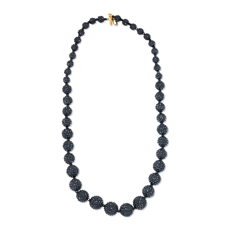 women unique necklaces -Midnight Majesty Pave Ball Necklace