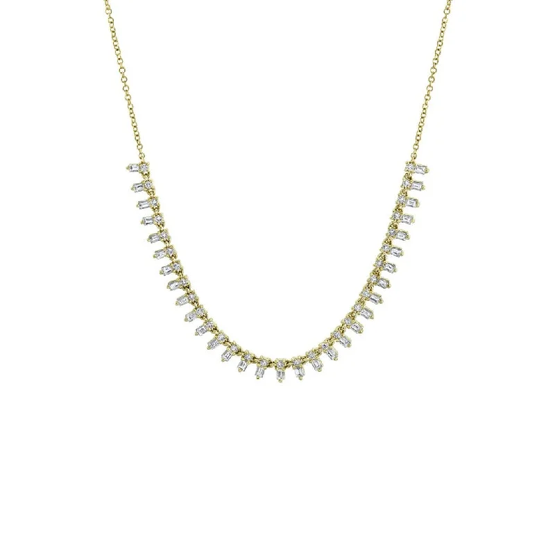 women artistic necklaces -Shy Creation Multi Baguette Diamonds Necklace