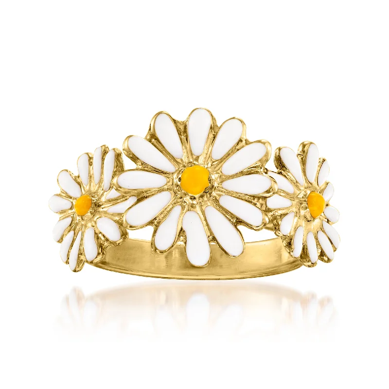 women unique cut engagement rings -Ross-Simons Italian Enamel Daisy Ring in 18kt Gold Over Sterling