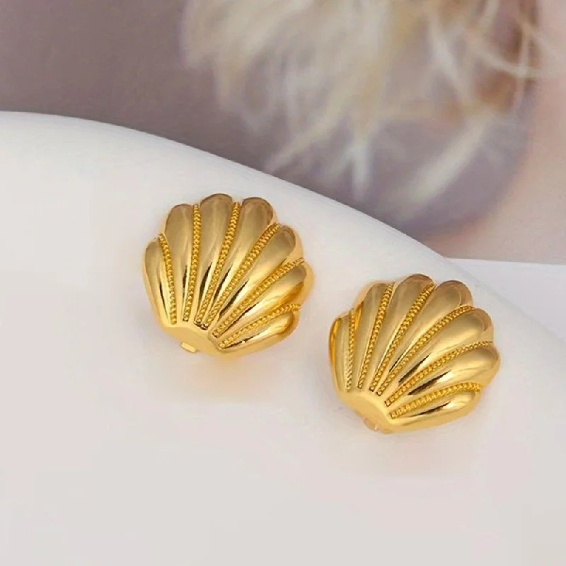 women sterling silver earrings -Manath Jewels Gold Plated Matte Finish Korean Style Stud Earrings