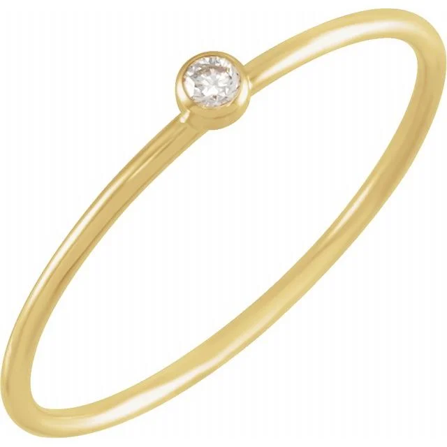 women solitaire rings -14K Yellow .03 CT Diamond Stackable Ring