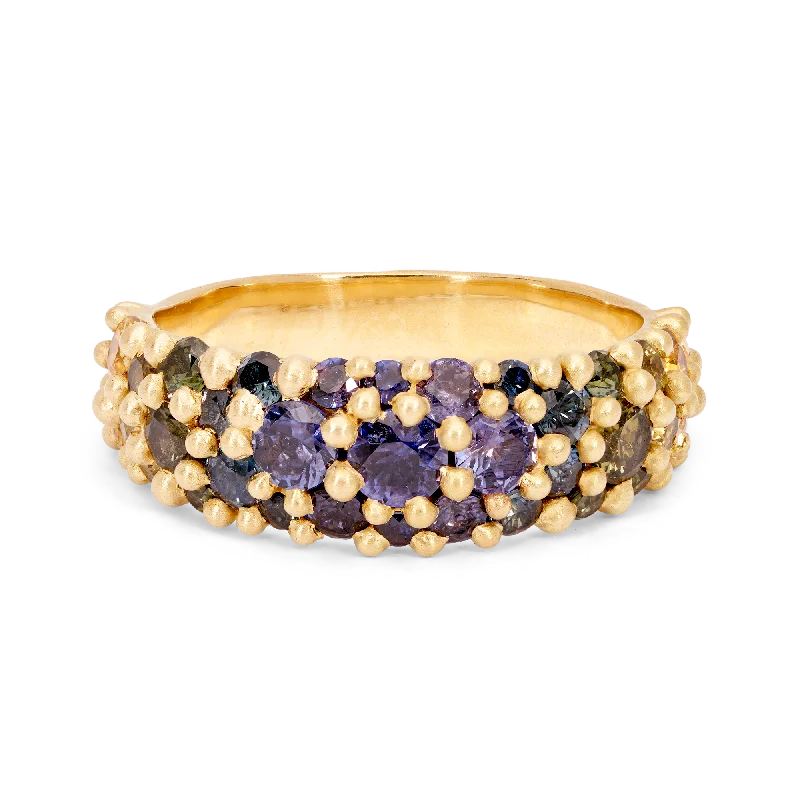 women gemstone eternity rings -Wide Blossom Crush Gradient River Ring - Made to Order