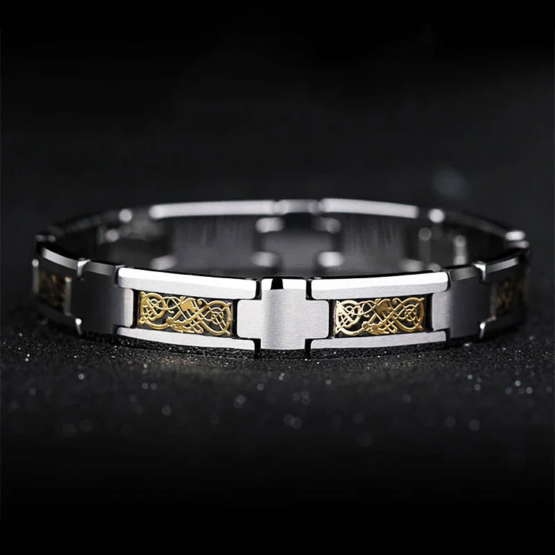 women vintage bangles -High Polished Tungsten Dragon Design Bracelet