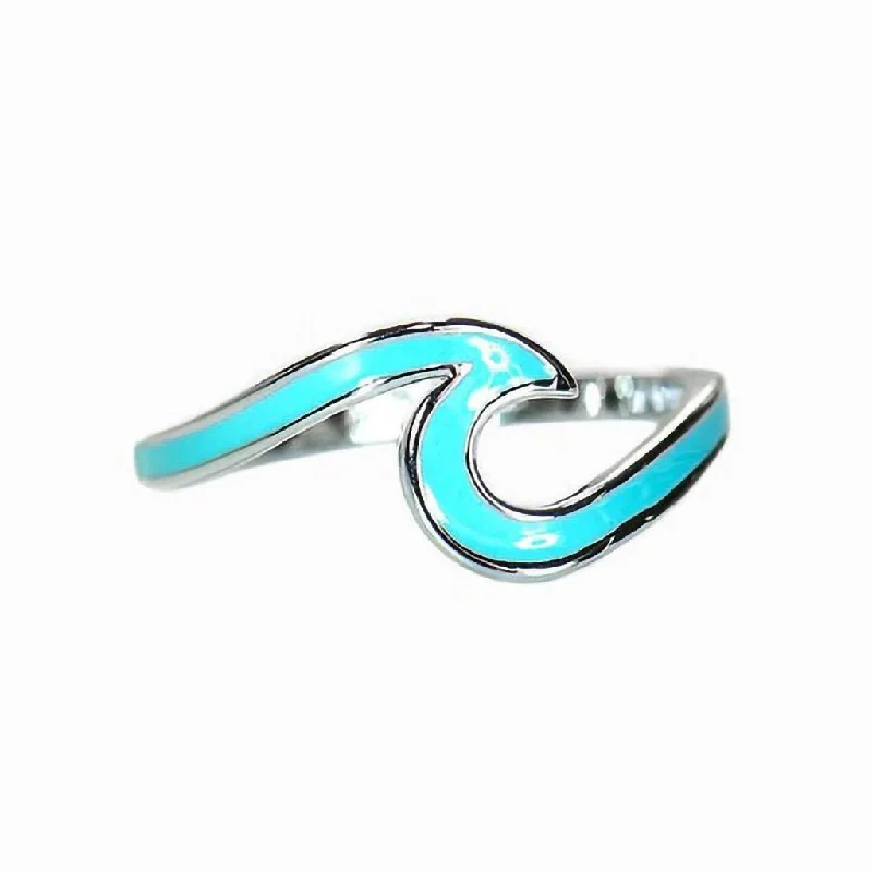 women infinity rings -Pura Vida : Enamel Wave Ring -Silver