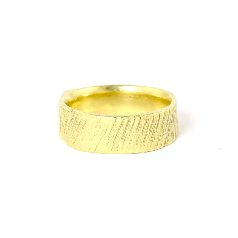 women wide wedding rings -18k Gold 6mm Vertical Dig Band by Dahlia Kanner