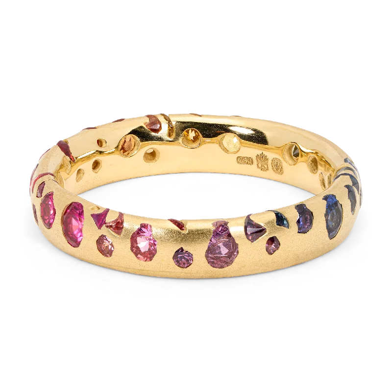 women gemstone rings -Rainbow Gradient Confetti Ring - Size 7 - 11854