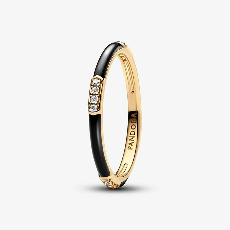 women gemstone eternity rings -PANDORA : Black Enamel & Stones Ring