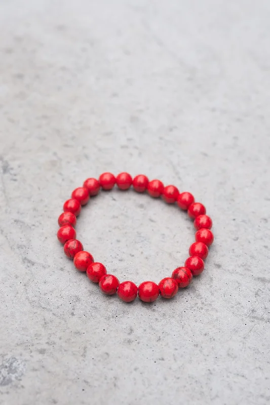 women luxury bracelets -Small Red Howlite Bracelet