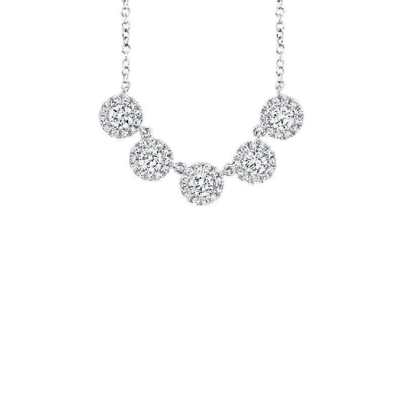 women anniversary necklaces -Shy Creation Pave Diamond Five Circles Necklace