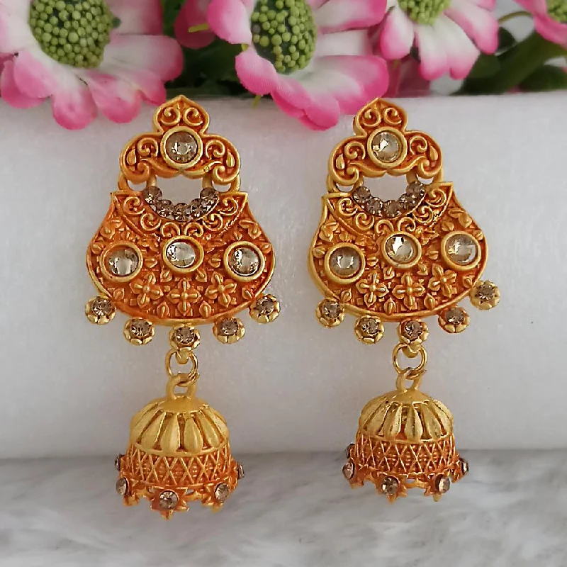 women bold earrings -Woma Gold Plated Orange Dangler Meenakari Earrings - 1318064F