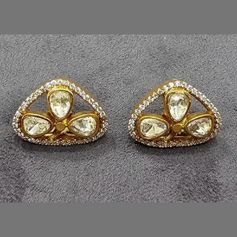 women heart earrings -JewelTreeTz Gold Plated Original Mosanite Gold Plated Studs