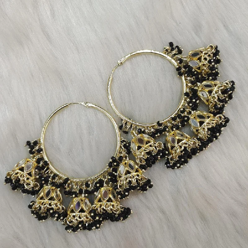 women eco-friendly earrings -Anjali Jewellery Gold Plated Mirror And Beads Hoop Jhumki Earrings