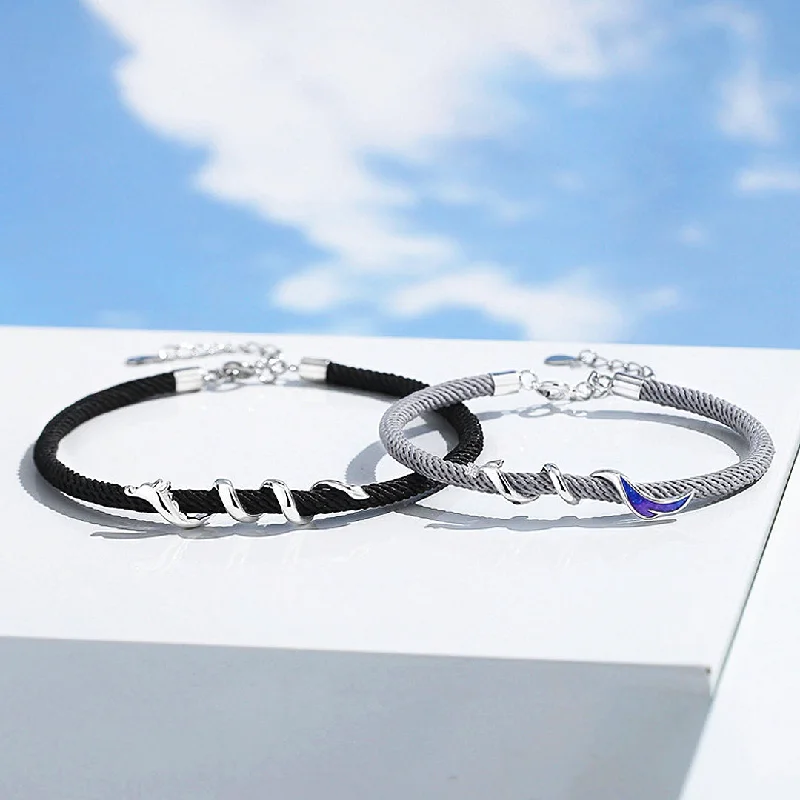 women custom engraved bangles -Yin Yang Serenity Couple Bracelets