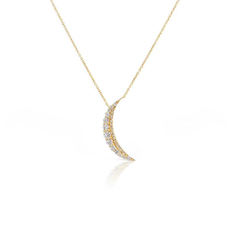 women flower pendant necklaces -Tara Mikolay Raw Diamond Crescent Moon Necklace in Yellow Gold