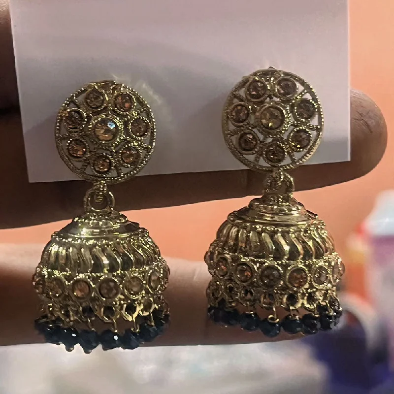 women silver drop earrings -Shree Chamunda Jewellers Gold Plated Austrian Stone And Pearls Jhumki