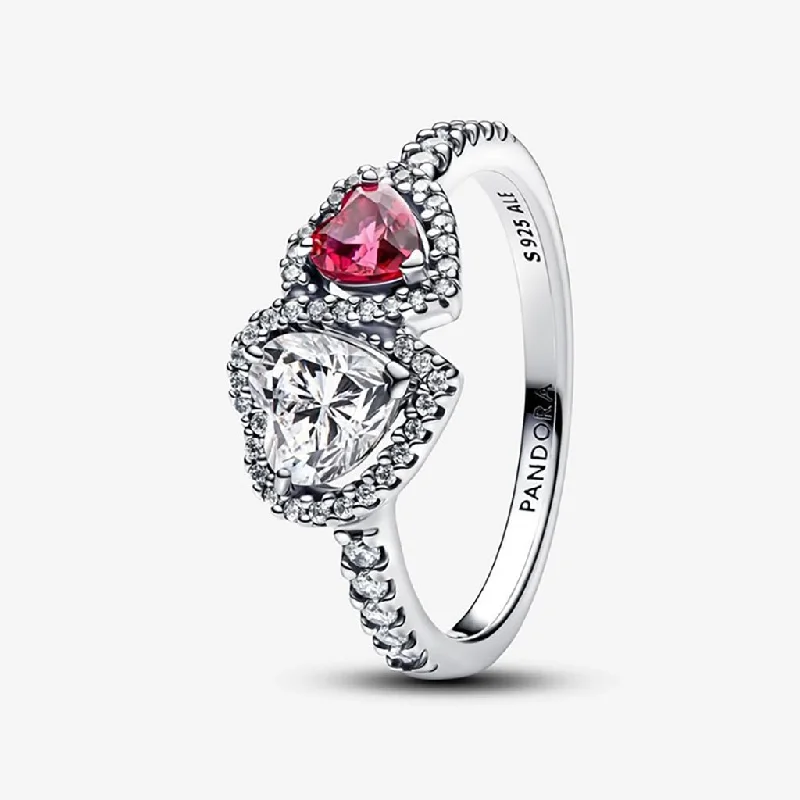 women delicate rings -PANDORA : Halo Hearts Ring