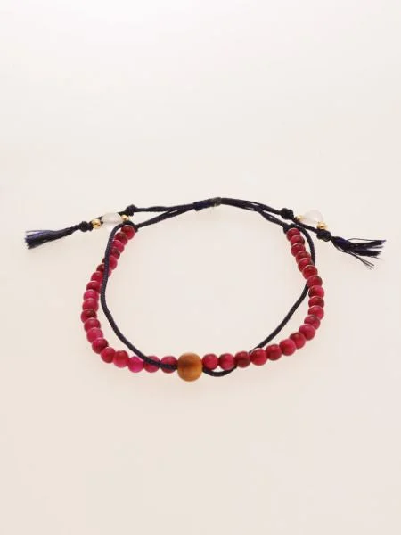 women custom bracelets -Silk String KUMIHIMO Braid Bracelet Rose Tiger Eye φ4