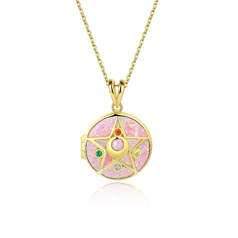 women teardrop necklaces -Crystal Star Locket