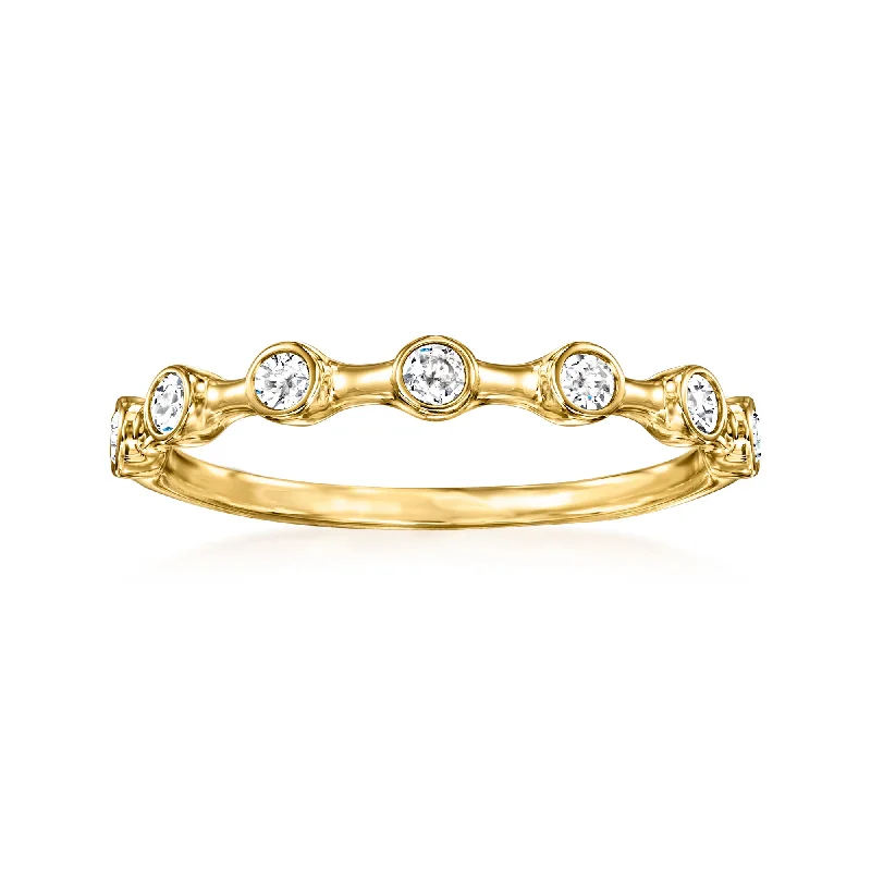 women pear-shaped engagement rings -Ross-Simons Bezel-Set Diamond Ring in 18kt Yellow Gold