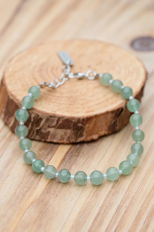 women custom engraved bangles -Green Aventurine Bracelet