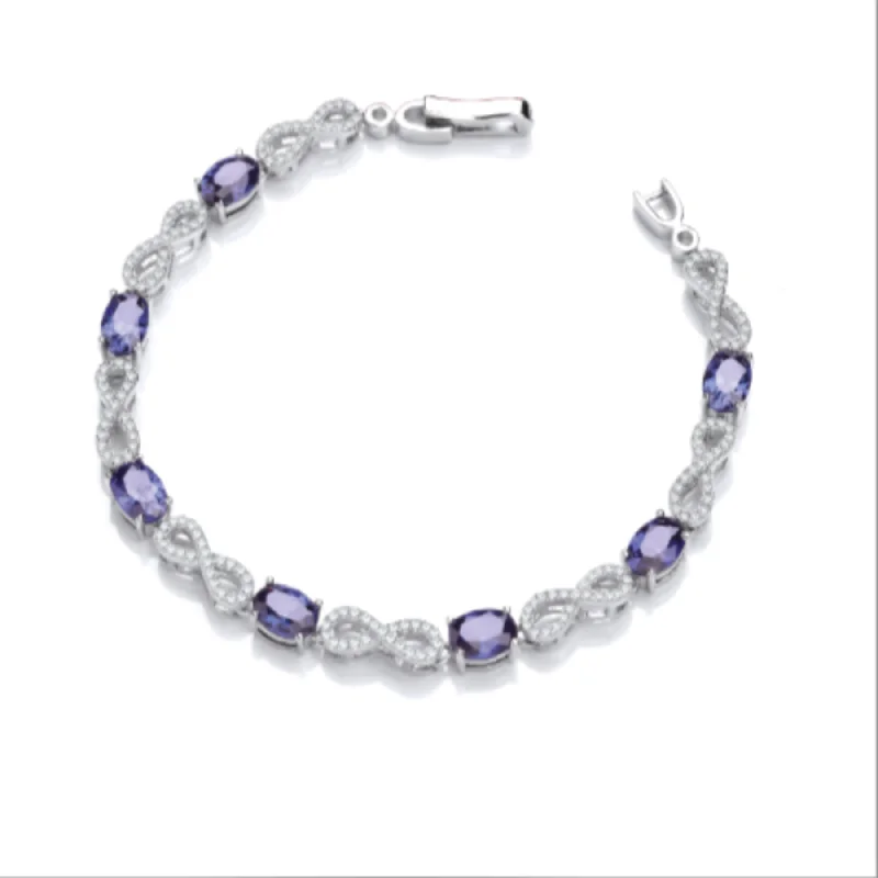 women smooth bangles -Sapphire Blue Infinity Tennis Bracelet - Sterling Silver