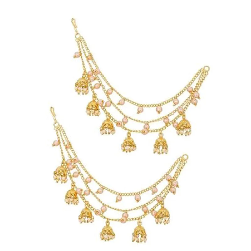 women gold-plated earrings -Anjali Jewellery Gold Plated Pearls Kanchain