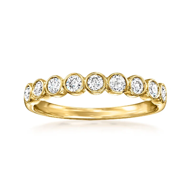 women gold solitaire engagement rings -Ross-Simons Bezel-Set Diamond Ring in 18kt Yellow Gold