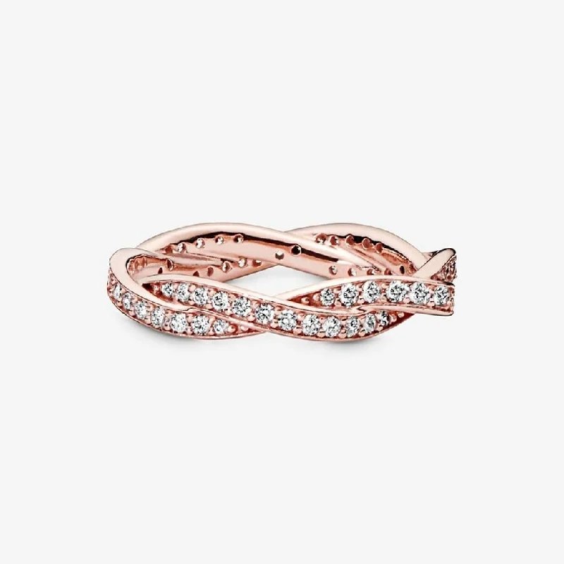 women vintage-style rings -PANDORA : Sparkling Twisted Lines Ring