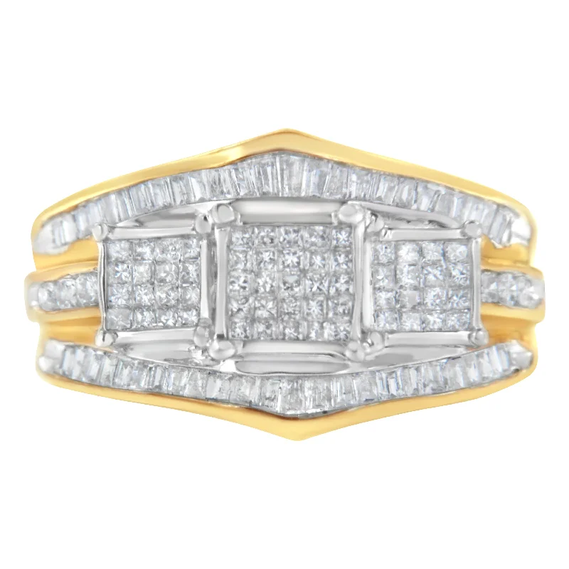 women classic engagement rings -10KT Two-Toned Gold Diamond Ring