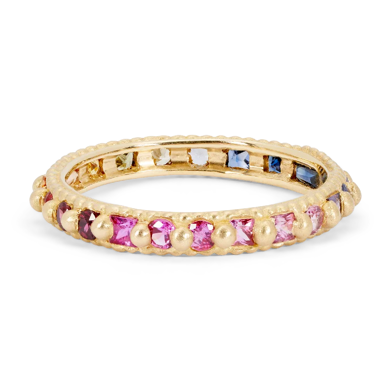 women custom engraved rings -Rainbow Mixed Cut Ramona Ring - Size 5.5 - 11883