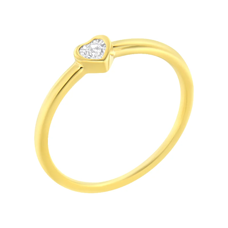 women custom wedding rings -14K Yellow Gold Plated .925 Sterling Silver Miracle Set Diamond Accent Heart Shaped Promise Ring