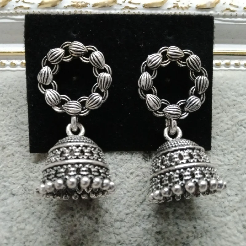 women multi-stone earrings -Bhavi Jewels Oxidised Plated Pack Of 24  Jhumki Earrings - TAHEAR48