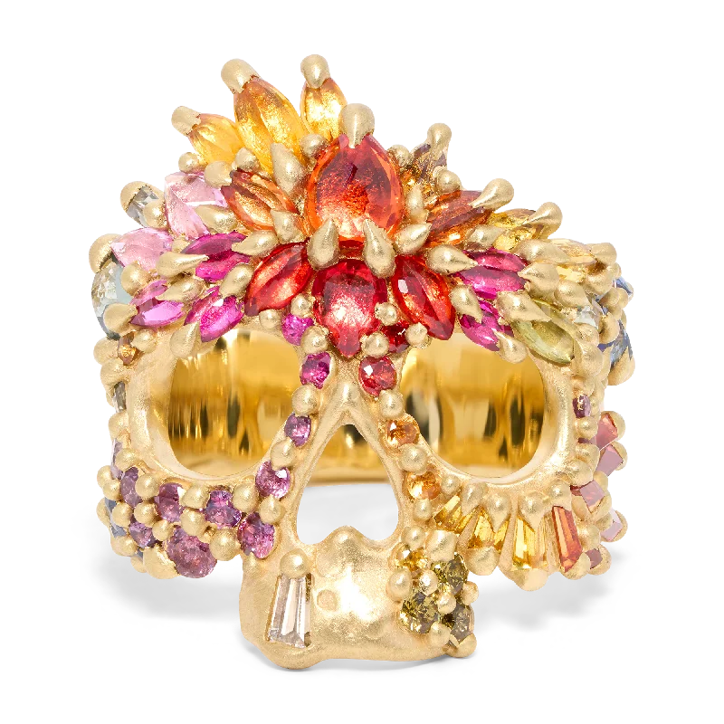 women wedding rings -Rainbow Prism Skull Ring with Diamonds - Made to Order